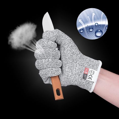 Paire de gants anti-coupures de classe 5, qualité alimentaire, pour la cuisine, l'abattage, le jardinage, la pêche et le travail du bois, taille M (1/2)