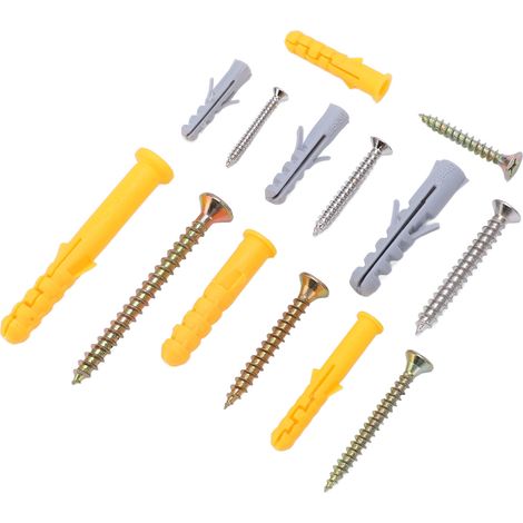 Kit de 210 vis autotaraudeuses en acier carbone, tête plate crucifix, avec chevilles en nylon pour fixation de rideaux (1/5)