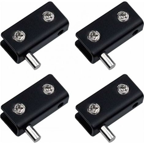 Lot de 4 charnières pivotantes, sans cadre pour porte en verre - Noir - Clips de porte en verre en acier inoxydable avec broche réglable - Kit de remplacement pour porte en verre de 5 à 7 mm (1/5)