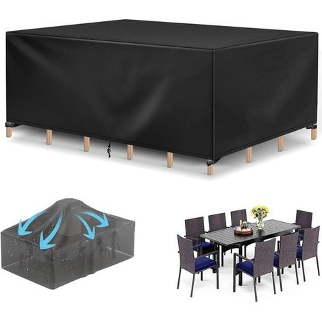 Gartenmöbelplane – Schutzhülle für Möbel – Schutz für den Außenbereich – Wasserdicht und atmungsaktiv – 180 x 100 x 75 cm – Schwarz (1/5)