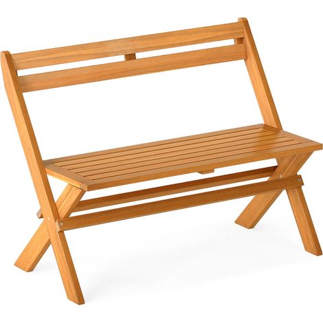 Pliable, banc de jardin en bois d'acacia 2 places avec dossier incliné, charge jusqu'à 800 lb (1/5)