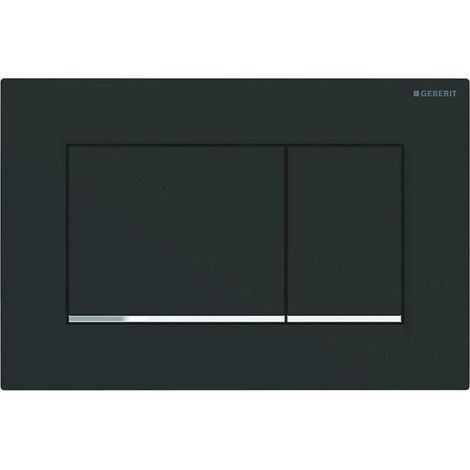 Compatible Geberit Sigma30 115.883.14.1 Plaque Déclenchement - Rinçage Double Quantité Actionnement Frontal Noir avec Rayures Chromées (1/4)