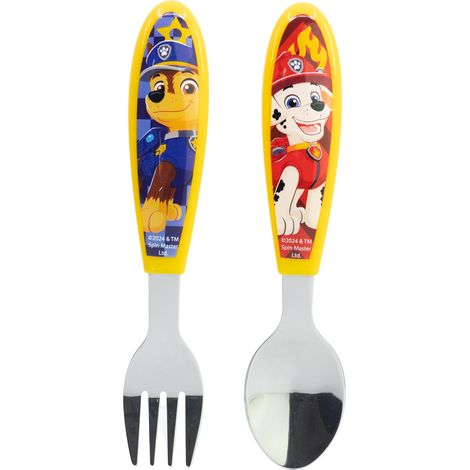 Set 2 Couverts Enfant Acier Inoxydable Fourchette et Cuillère avec Manche Décoré Sans BPA pour Enfants (1/4)