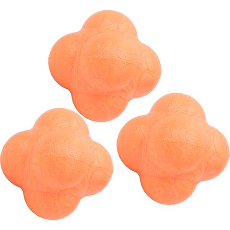 Lot de 3 balles de réaction de forme irrégulière, balle d'entraînement à la coordination œil-main et à l'agilité, taille L (orange) (1/5)