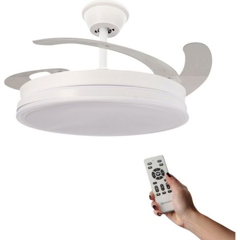 Lampadario Ventilatore da soffitto Olga 36W Bianco illuminazione Led CCT regolabile con telecomando M mimotec (1/5)