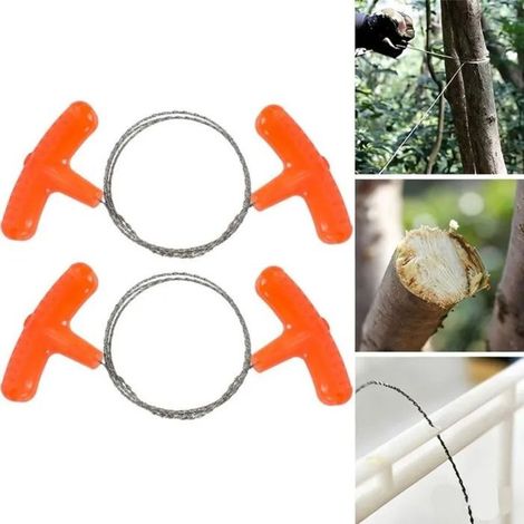 HOXILEELEOLot de 2 scies à fil manuelles coupe bois et plastique, compactes pour camping, poignées ergonomiques orange (1/5)