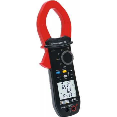 Pinza amperometrica autorange AMRA Chauvin Arnoux F407 CAT IV 1000V - Funzioni: tensione DC, tensione AC, corrente AC, true RMS, frequenza, resistenza, prova diodi, test di continuità