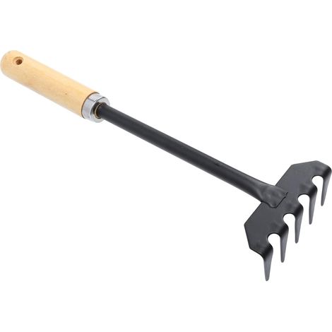 Râteau de jardin, balayeuse à gazon, mini râteau, râteau à main, râteau à gazon, râteau à feuilles et à herbe, râteau de jardin, râteau à main de jardin, petit râteau en fer noir (1/5)
