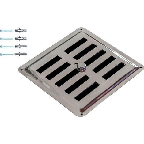 Grille de Ventilation Réglable en Acier Inoxydable Non Magnétique, Grille d'Aération INOX AISI 316, Sortie/Entrée d'Air Convective, Diffuseur d'Air. (15 x 15 cm) (1/4)