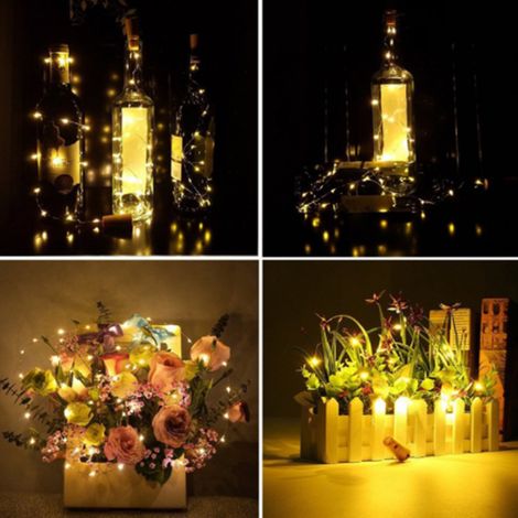 Guirlande lumineuse féérique miniature à 20 LED pour bouchons de bouteille de vin, étanche. (1/5)