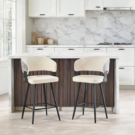 Tabourets de bar blancs en simili cuir lot de 2 coloris blanc (1/5)