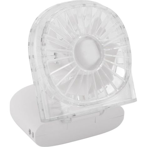 JSSEVN - Ventilador de bolsillo plegable, mini ventilador personal con 5 velocidades ajustables, cuerda para colgar y pantalla LED, portátil para acampar (BLANCO) (1/5)