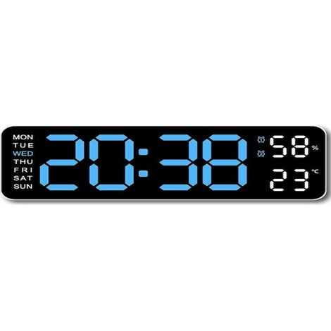 22,9 cm Digitaluhr, Temperaturanzeige, 12/24-Stunden-LED-Wecker