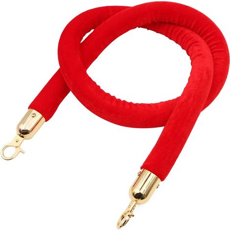 Corde de barrière Rouge de 1,5 m, Corde de Poteau torsadée, Cordes de File d'attente, diviseur de poteaux de contrôle des foules, Corde de Charpie avec Crochets plaqués Or chromé (1/5)