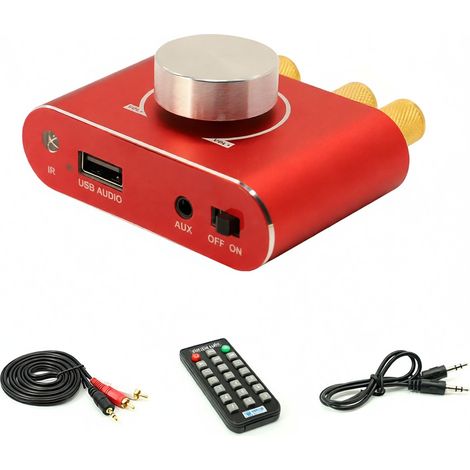 Carte d'amplificateur stéréo X15H 15 W, amplificateur audio 12/24 V avec Bluetooth, entrées auxiliaire 3,5 mm, USB et clé USB, compatible avec l'application Sinilink et la télécommande. (1/5)