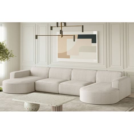 Wohnlandschaft U-Form Sofa PALMA XL in Stoff Scala Sand (1/2)