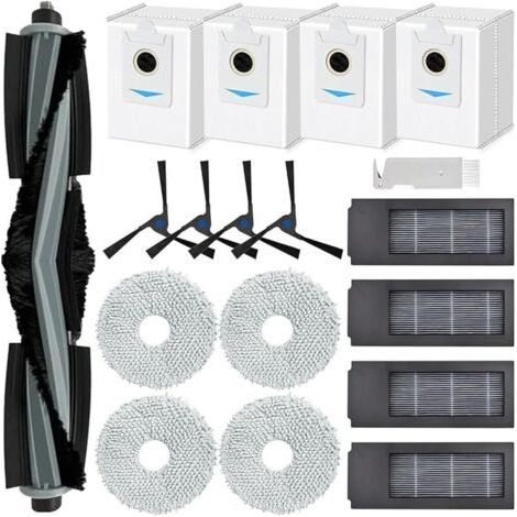 FENOPLASTICAFOREHILL Accessoires pour ECOVACS DEEBOT X2 Omni Aspirateur Robot, Pices de Rechange avec 1 Brosse Principale, 4 Sacs Poussire, 4 Serpillires, 4 Filtres, 4 Brosses Latrales (1/5)