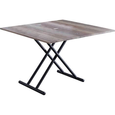 Table basse relevable rectangulaire extensible coloris noyer / pieds noir -Longueur 100 x largeur 50-100 cm -PEGANE- (1/5)
