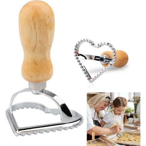 Rotolo per tagliare biscotti natalizi quadrati con manico in legno, strumento per la preparazione di biscotti e dolci festivi - Argento (1/5)