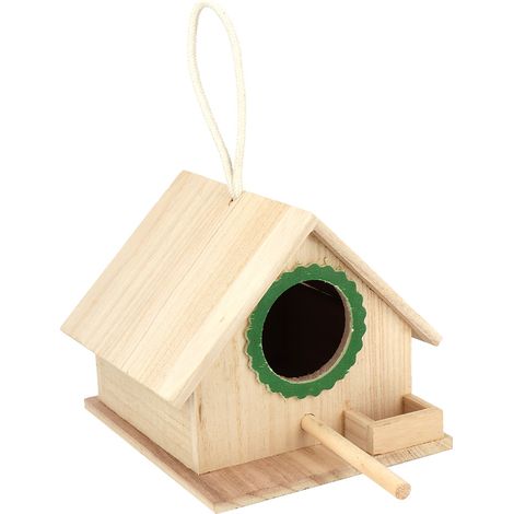 Nichoir suspendu en pin durable, servant de station d'alimentation et de repos pour les oiseaux (vert) (1/5)