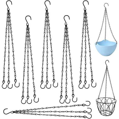 6 chaînes de suspension, suspension pour plantes, accessoires de jardin en marbre noir, chaînes de remplacement pour pots de fleurs, chaînes de suspension en étain avec crochets (1/5)