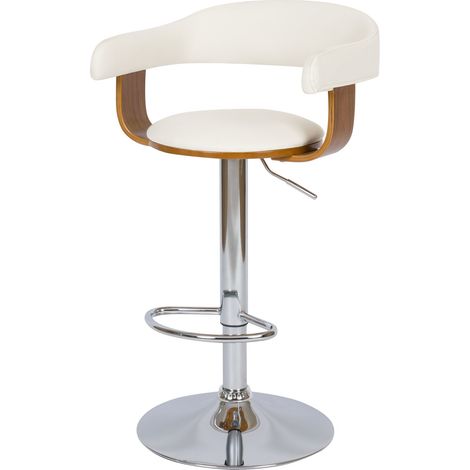 Silla de bar ajustable 62/84 cm en cuero artificial blanco - Harold (1/4)