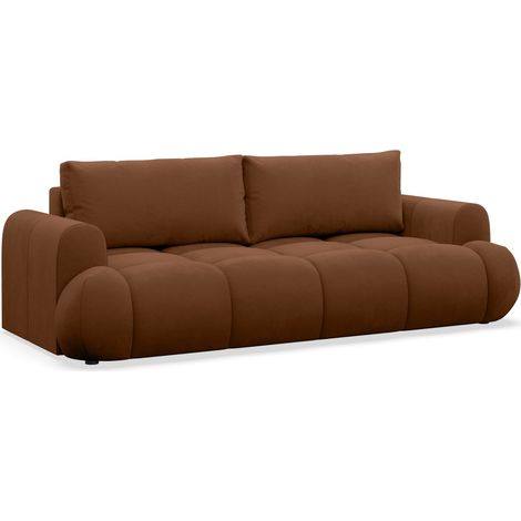 Selsey Ombo Doce - 3-Sitzer Schlafsofa mit Stauraum, hydrophobem Samtbezug, Kupfer