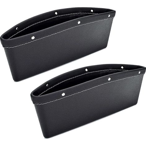 (Lot de 2 noirs) Organisateur d'espace pour siège auto, rangement pour console centrale, poche de rangement, accessoire universel pour l'intérieur de voiture (femme) (1/5)