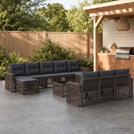 Set Divano da Giardino 11 pcs Grigio e Grigio Scuro polyrattan vidaXL (1/5)