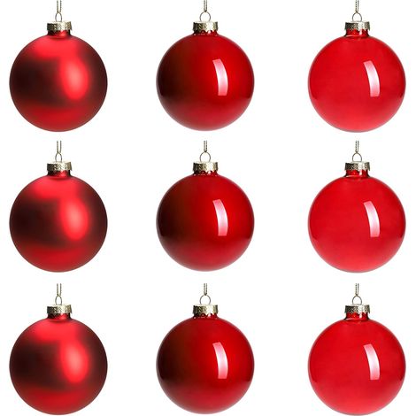 Palline di Natale in Vetro Decorative Rosse 9 pezzi 7,6 cm (1/5)