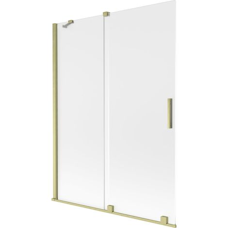 Mexen Velar mampara de ducha de 2 hojas corredizas 130 x 150 cm, escarchado, dorado cepillado - 896-130-000-31-55 (1/2)