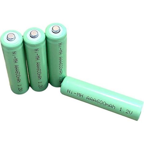 Lot de 4 piles solaires rechargeables AAA 1,2 V NiMH AAA 600 mAh Convient pour les lampes solaires de jardin CHARGEUR DE PILES