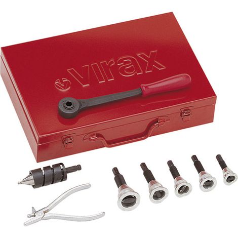 Set di cricchetti T-rax VIRAX 5 utensili da Ø12 a 22 mm con trapano e punzone - 252730