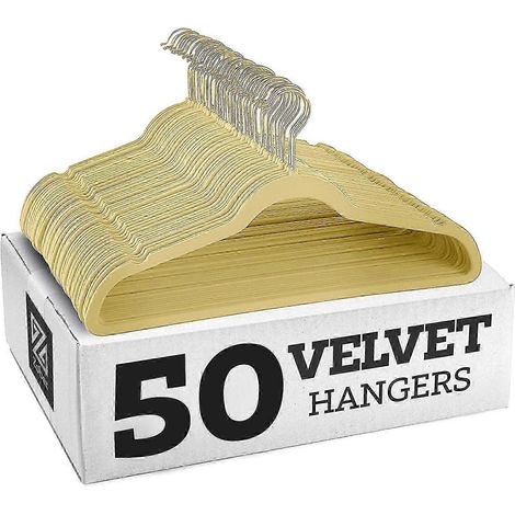 Rutschfeste Samtkleiderbügel – Anzugbügel (10er-Set) – goldener Haken – cremefarben
