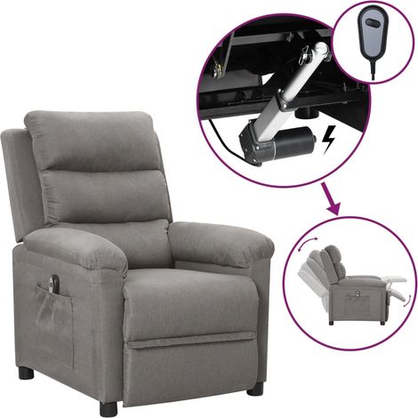 Sillón reclinable eléctrico tela gris claro