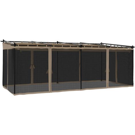 Tonnelle avec parois en filet taupe 6x3 m acier (1/5)