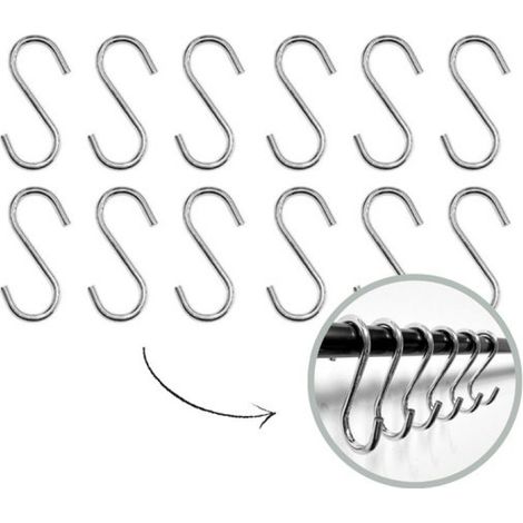 Hoya Living - Crochets en S argentés - Lot de 12 - 6 cm (petits) - Crochets de suspension - Patères - Crochets en S (1/5)
