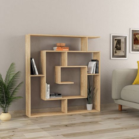 Decortie Labirent Modernes Bücherregal Raumteiler Eiche Natur Effekt Medium 129cm (1/5)