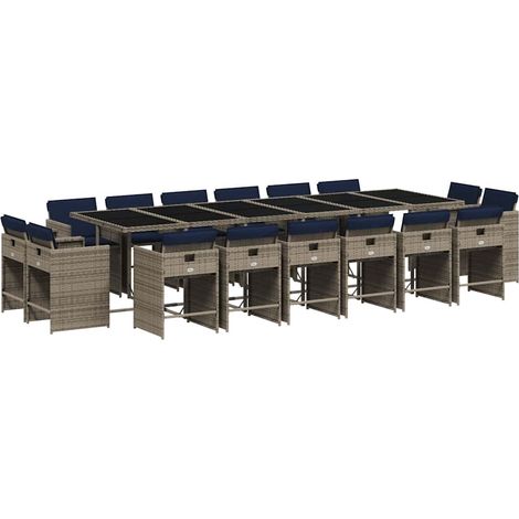 Maison Exclusive - Set da pranzo da giardino da 17 pz con Cuscini in Polyrattan Grigio (1/5)