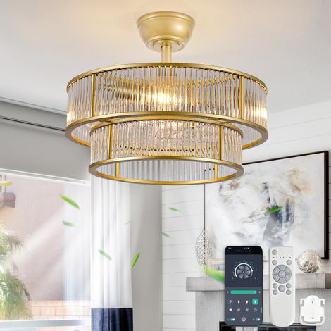 Deckenventilator mit Beleuchtung 50 cm, 6 Stufen, App-Steuerung und Fernbedienung, Gold HAVRYA (1/5)