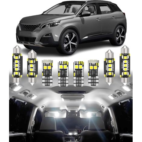 17pcs Car Interior LED Light Kit Replacement for 2008 2013-2019/3008 2008-2020/5008 2009-2020 Interior Lighting 6000K White (1/5)