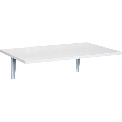 Tablette murale pliante gain de place MDF métal blanc 60x40x20cm