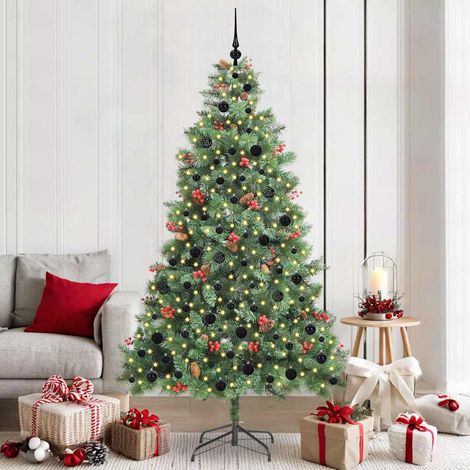 vidaXL Sapin de Noël artificiel 300 LED Blanc chaud PVC et métal Vert (1/5)