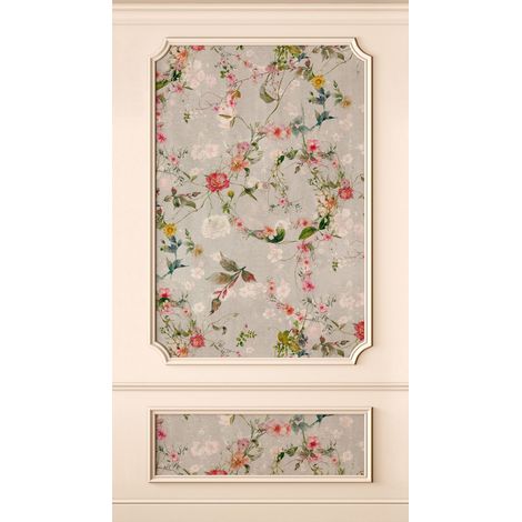 Papier peint intissé Fleuri Beige, Multicolore, Gris - 1,59 x 2,8 m (1/3)