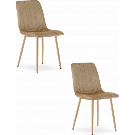 Set di 2 sedie LAVA in velluto marrone con gambe effetto legno (1/5)