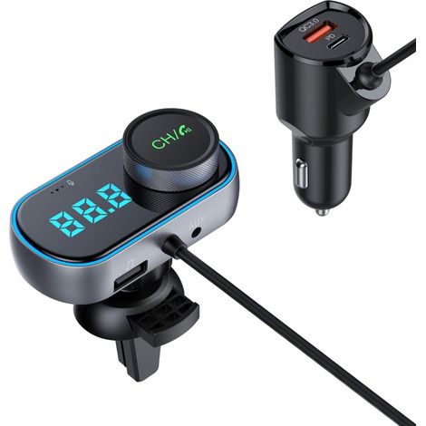 Émetteur FM Bluetooth pour voiture, adaptateur Bluetooth pour autoradio avec charge rapide QC3.0 et PD – Noir (1/3)