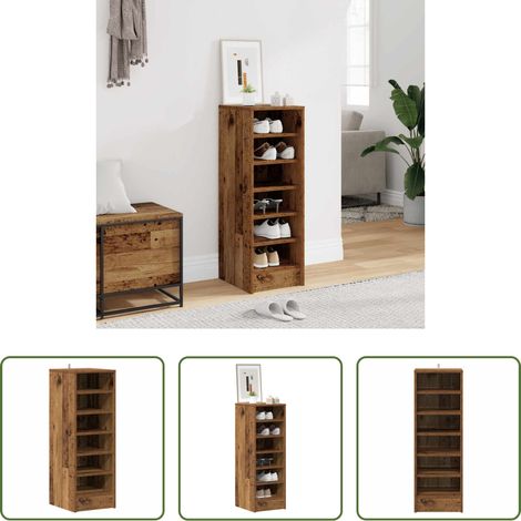 Rangement chaussures - Armoire à chaussures vieux bois 32x35x92 cm bois d'ingénierie (1/5)