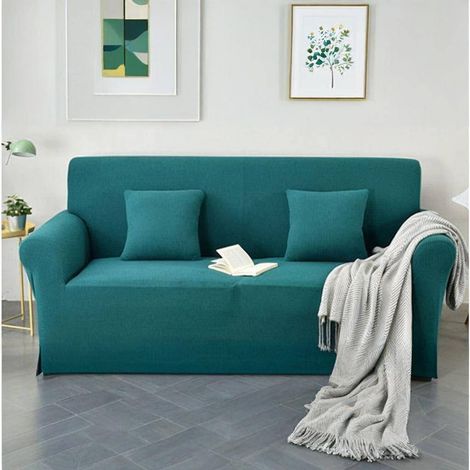 Sofabezug 2-Sitzer, super dehnbarer Sofabezug, 145–180 cm, Cyan, universeller dehnbarer Sofabezug, dicker, weicher Sofabezug, passend für Hunde und Katzen, haustierfreundlich (1/5)