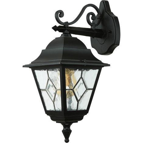 Wandleuchte außen IP43 H: 45 cm Rustikal Metall Glas Wandlampe Außenleuchte Garten Haus