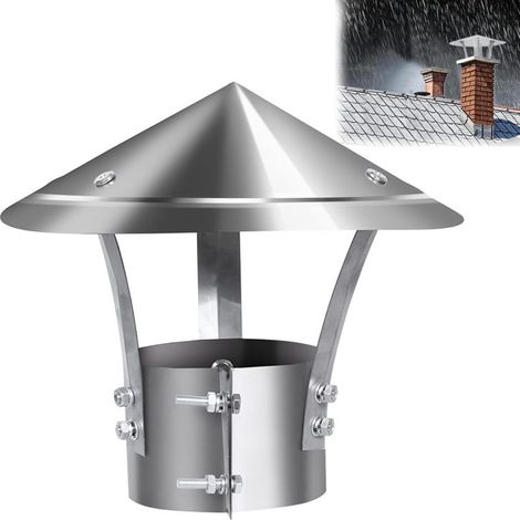 Chapeau de cheminée acier inoxydable, protection anti-pluie, diamètre 140 mm (pour conduit rond)